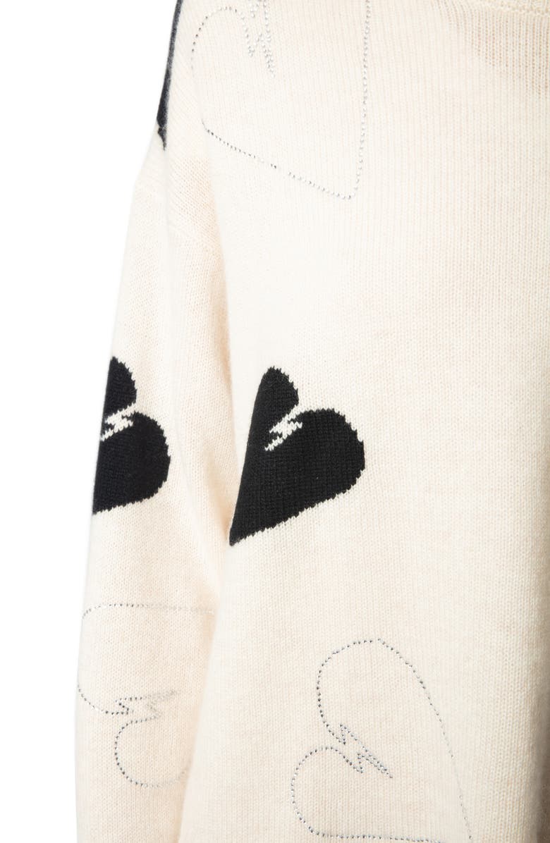 Zadig & Voltaire Markus Metallic Heart Cashmere Sweater, Alternate, color, 