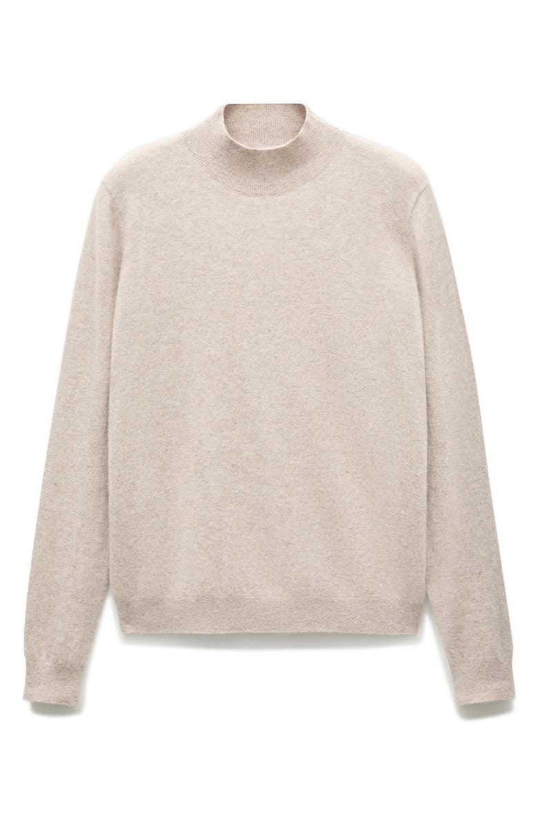 MANGO Cashmere Mock Neck Sweater, Alternate, color, Light/ Pastel Grey
