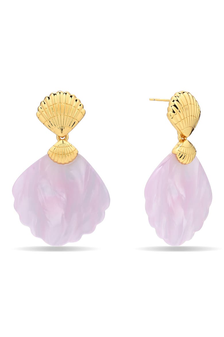 Adeline Shell Motif Drop Earrings, Main, color, GOLD