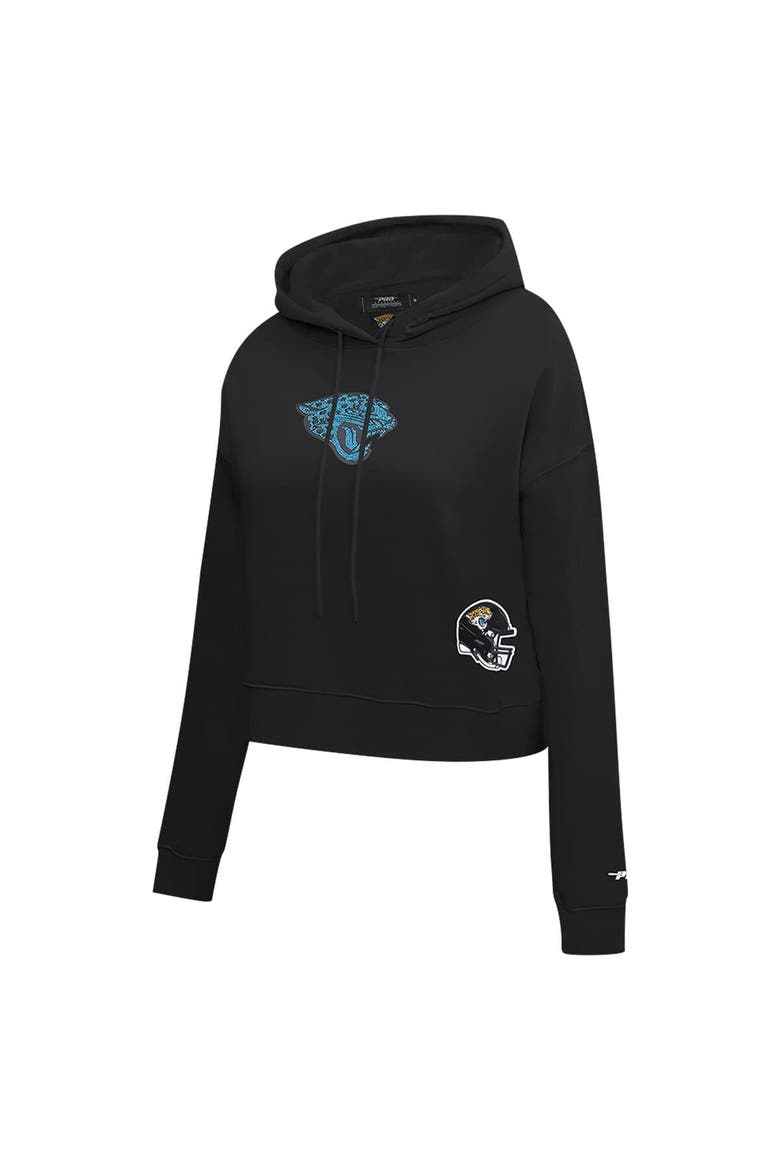 Women's Pro Standard Black Jacksonville Jaguars Jeweled Cropped Pullover Hoodie, Alternate, color, Black