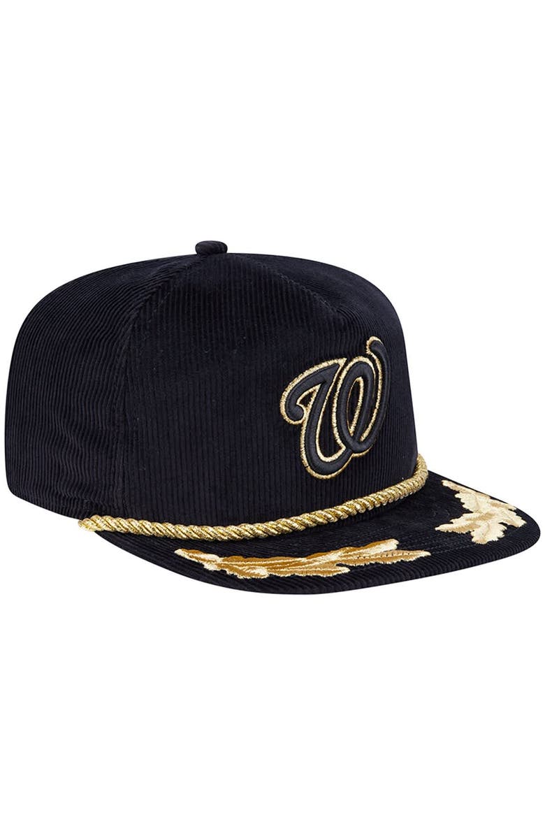 New Era Men's New Era Black Washington Nationals Corduroy Filigree Golfer Adjustable Hat, Alternate, color, 