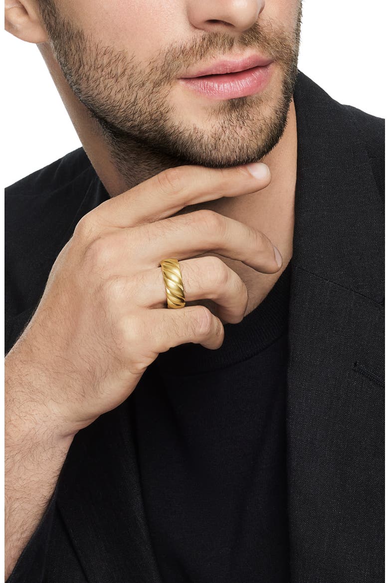 Sculpted Cable Contour Band Ring in 18K Yellow Gold, 9mm, Alternate, color, 18K YELLOW GOLD