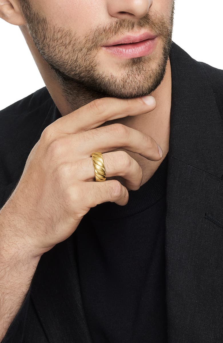 David Yurman Sculpted Cable Contour Band Ring in 18K Yellow Gold, 9mm, Alternate, color, 18K Yellow Gold