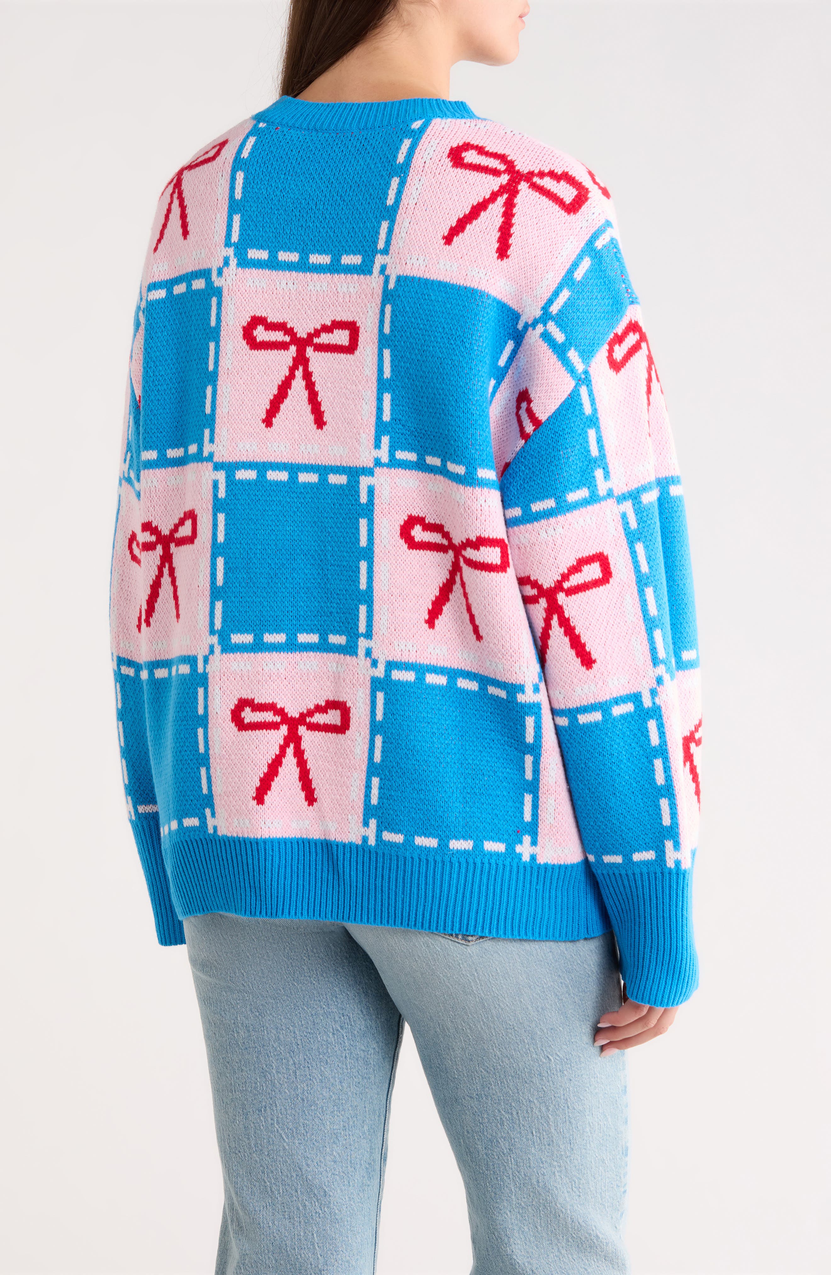 Belora Check Bow Oversize Sweater - image 2