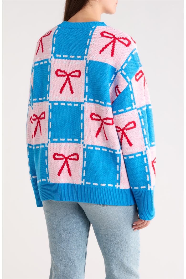Belora Check Bow Oversize Sweater, Alternate, color, BLUE-MULTI