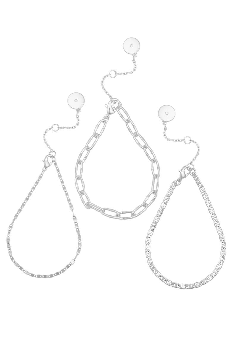 Stackable Bracelet Set, Alternate, color, Silver Tone