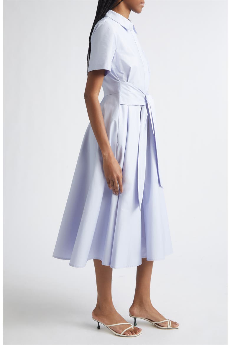 Megan Short Sleeve Tie Front Cotton Shirtdress, Alternate, color, OXFORD BLUE