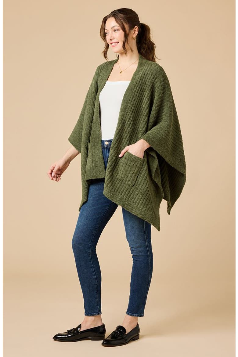 Solid Rib Marshmallow Shawl, Alternate, color, Olive