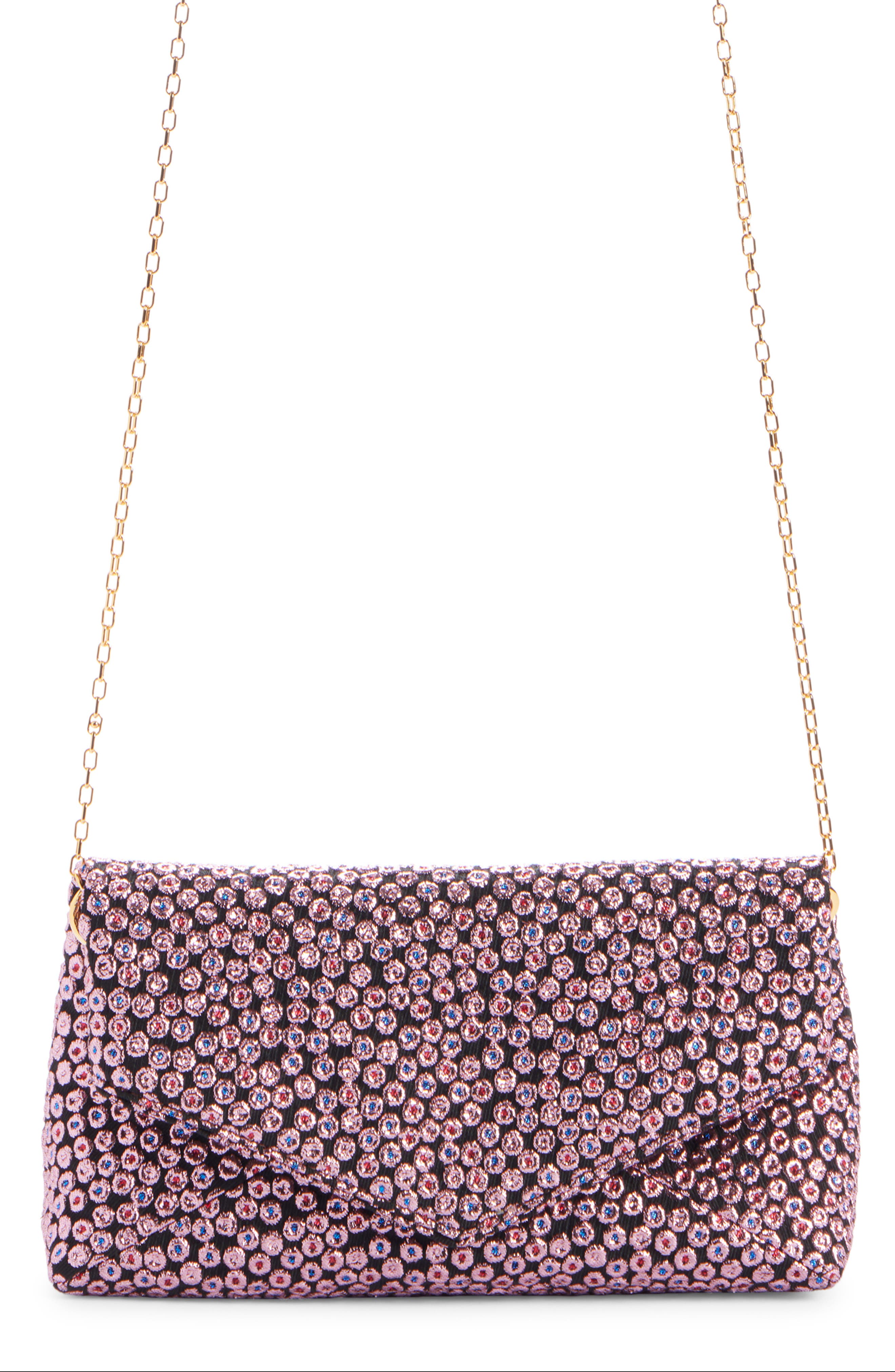 Dries Van Noten Dot Embroidered Leather Clutch, Main, color, 
