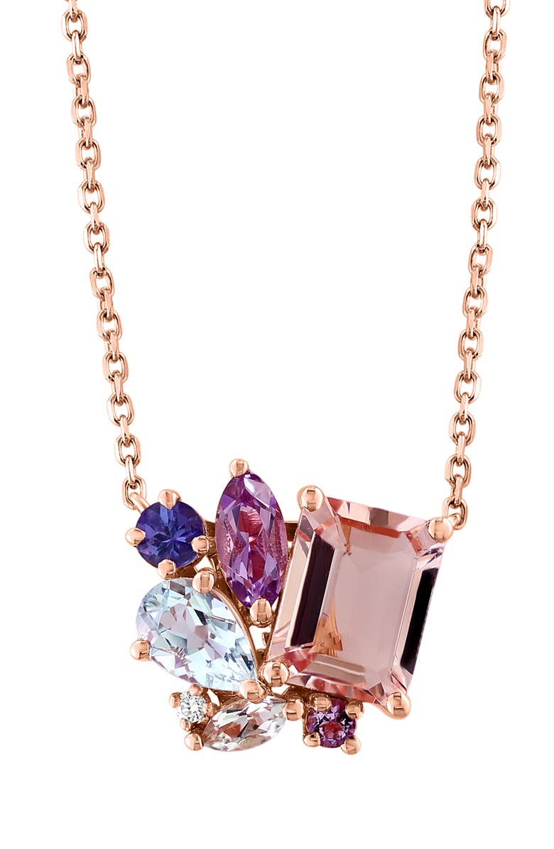 EFFY 14K Rose Gold Morganite & Diamond Pendant Necklace, Alternate, color, 
