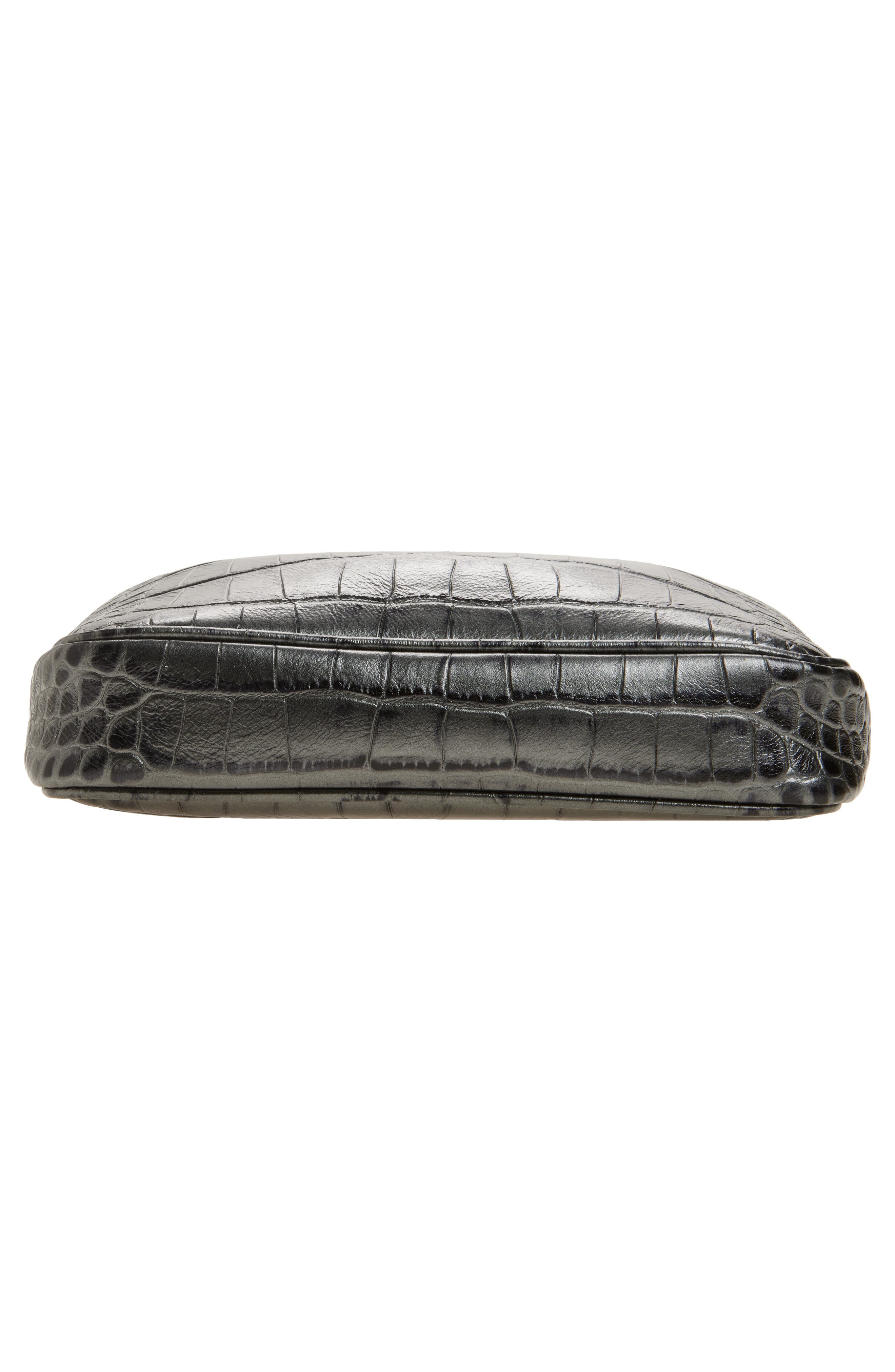 Balenciaga Rodeo Sling Croc Embossed Leather Pouchette, Alternate, color, 1015 Gunmetal