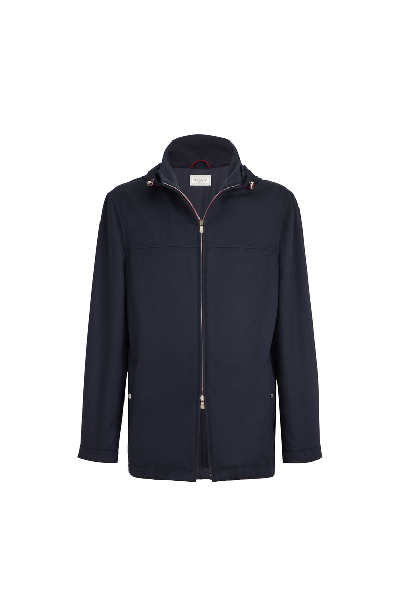 Brunello Cucinelli Lightweight cashmere flannel biker jacket, Alternate, color, Navy Blue