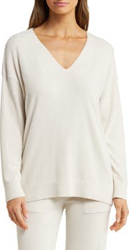 Barefoot Dreams® High-Low Hem V-Neck Pajama Pullover Sweater