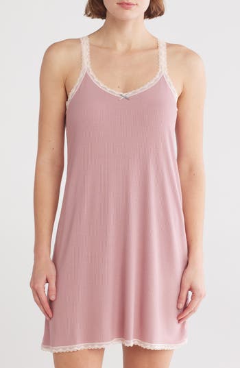 Honeydew Revival Rib Chemise In Mauve