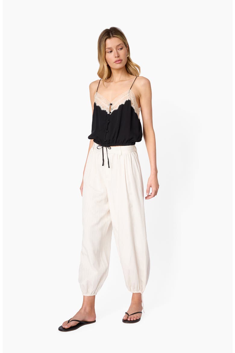 Libi Lace Trim Silk Camisole, Alternate, color, BLACK