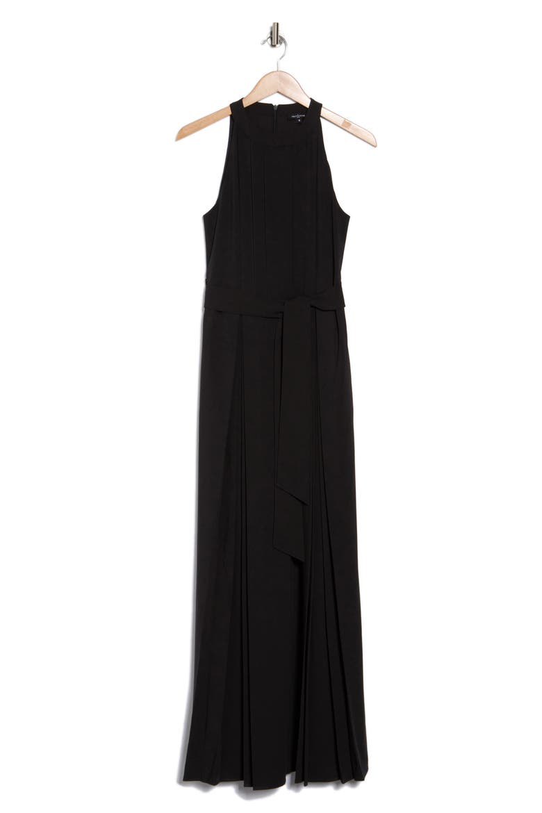 Ronson Pleated Halter Neck Wide Leg Jumpsuit, Alternate, color, BLACK