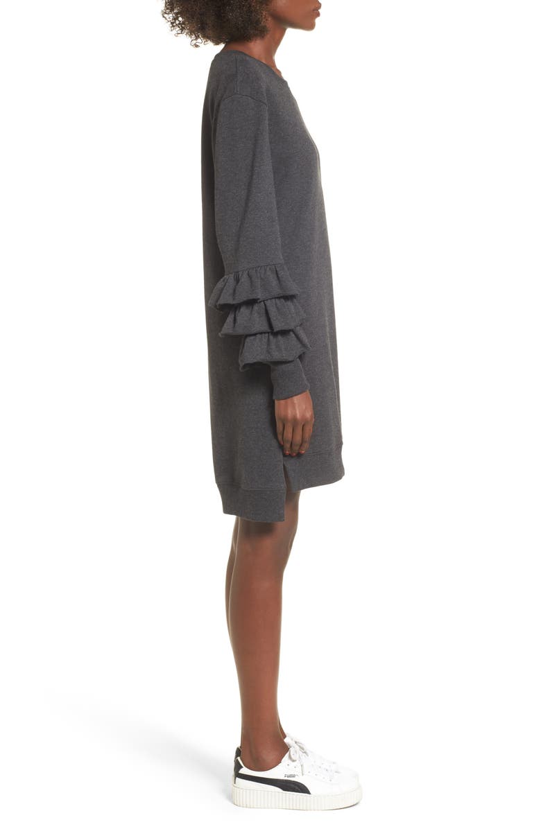 BP. Tier Sleeve Sweatshirt Dress, Alternate, color,