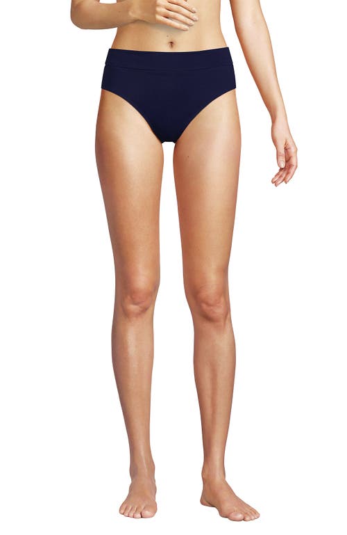 Lands' End Chlorine Resistant Pinchless High Waisted Bikini Bottoms In Deep Sea Navy