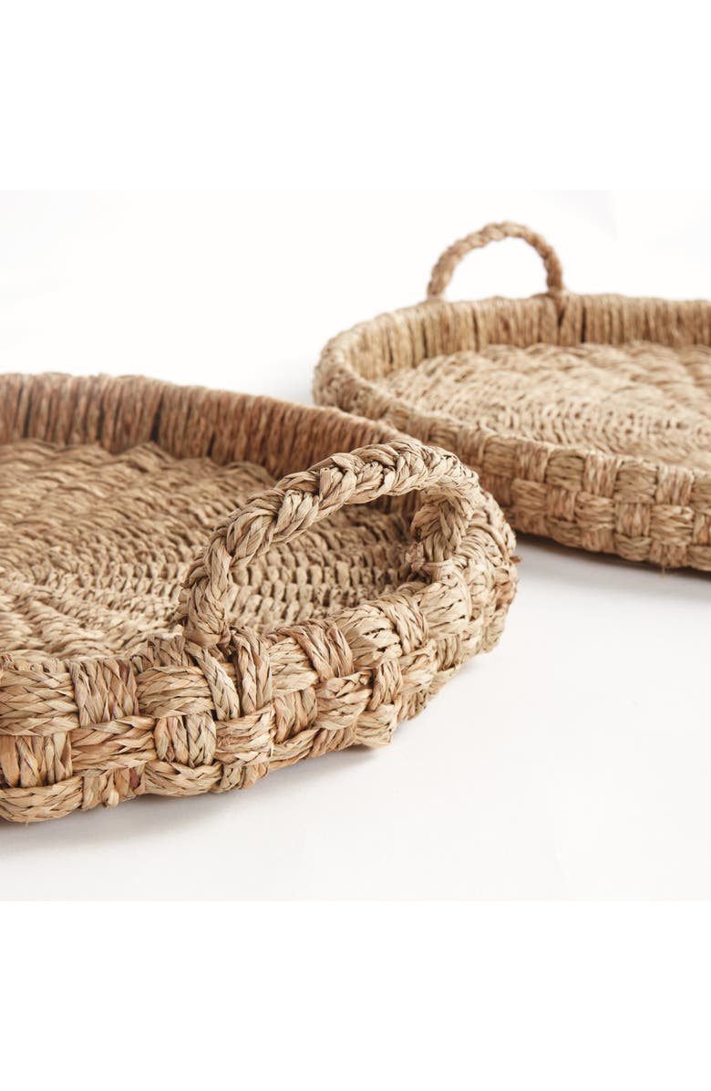 Napa Home & Garden Sawyer Round Trays With Handles, Natural Mendong Rattan, 2pc, Alternate, color, Brown