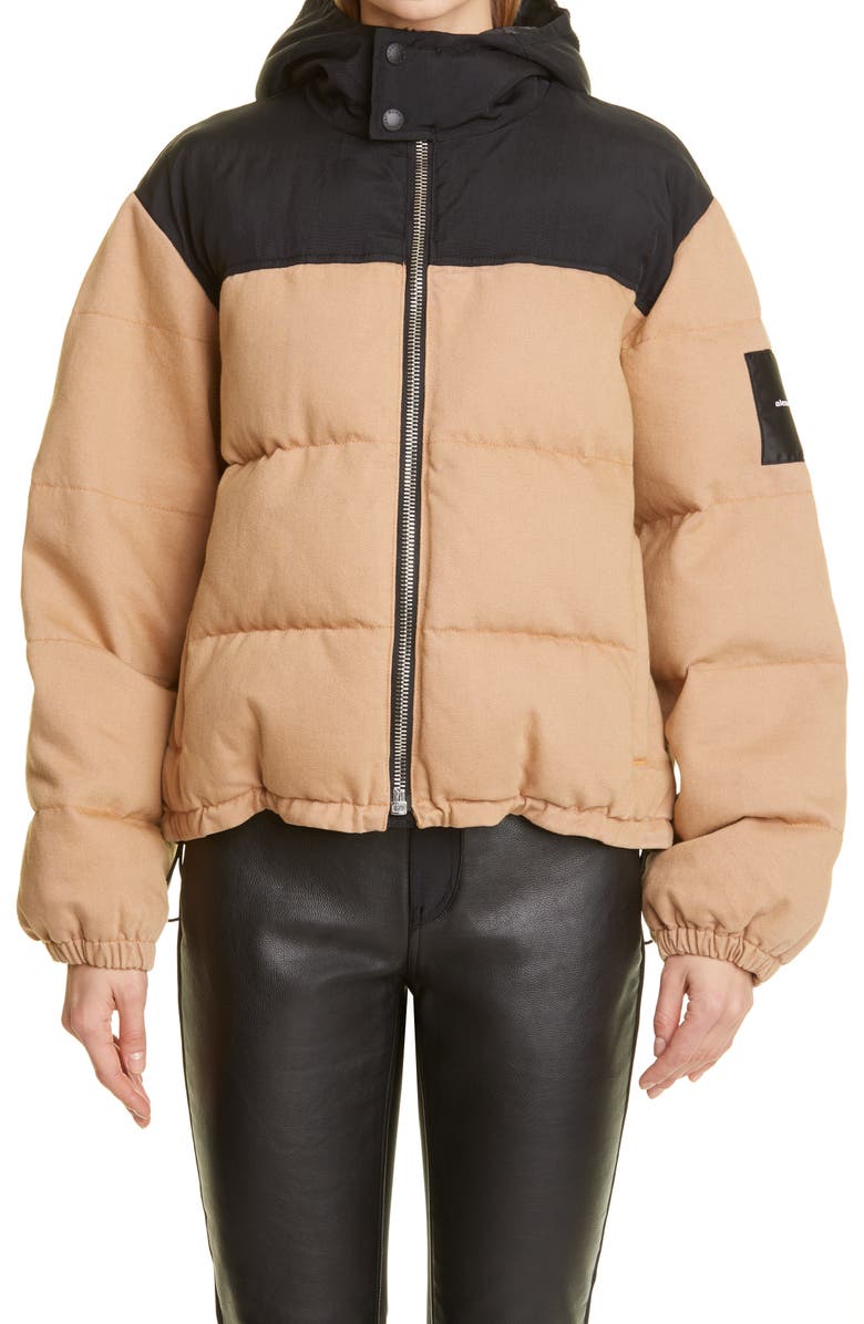 Alexander Wang Colorblock Hooded Denim Puffer Jacket, Main, color, 