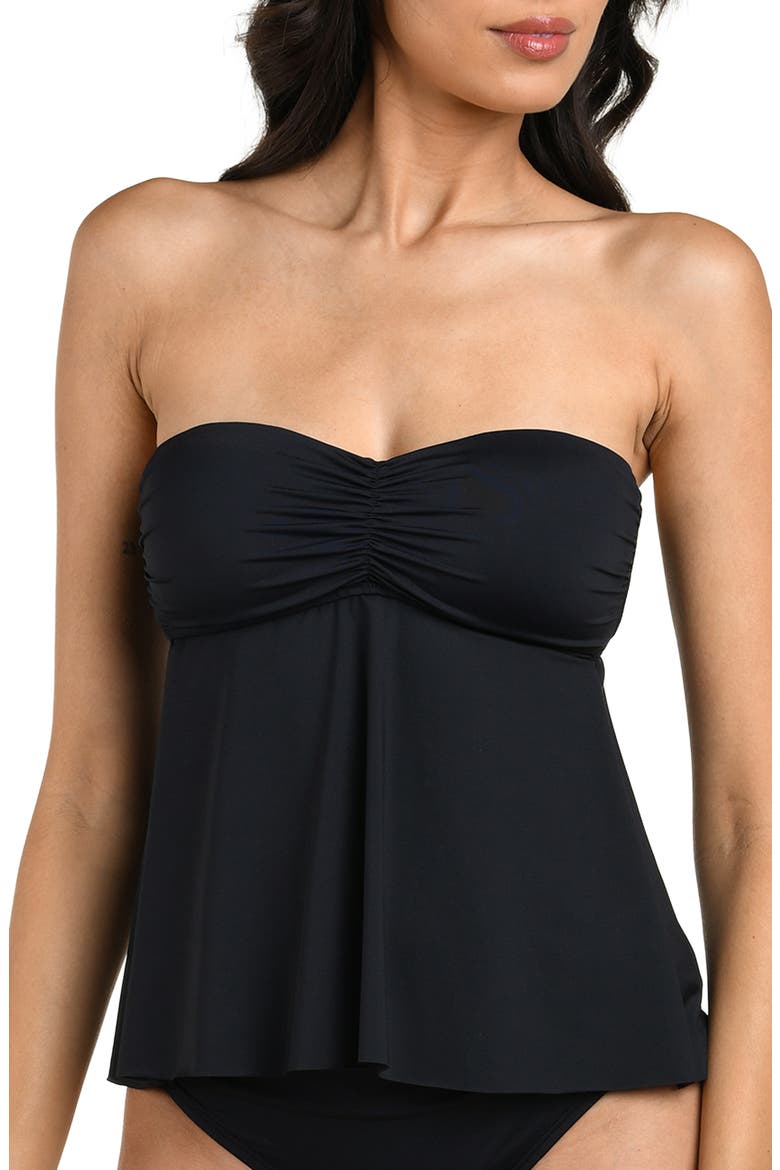 Island Flyaway Tankini Top, Alternate, color, BLACK