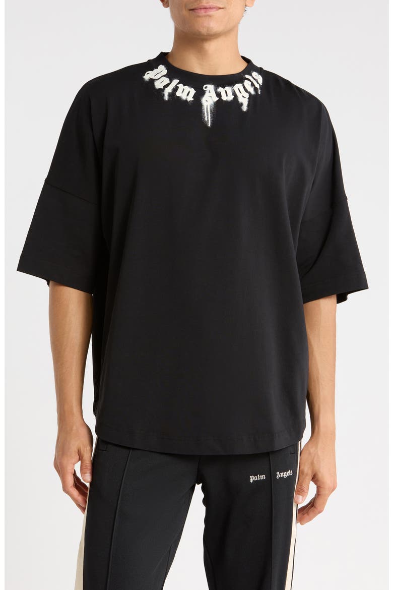 Neck Logo Oversized T-Shirt, Main, color, BLACK/WHITE
