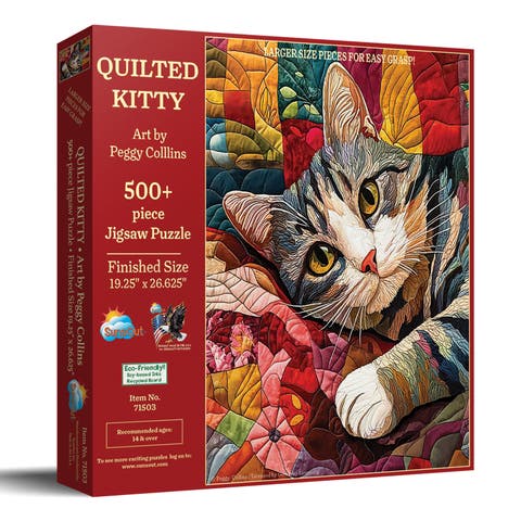 Quilted Kitty 500 piece Jigsaw Puzzle for Adults Large Pieces