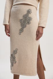 Karen Millen Wool Embellished Pencil Midi Skirt