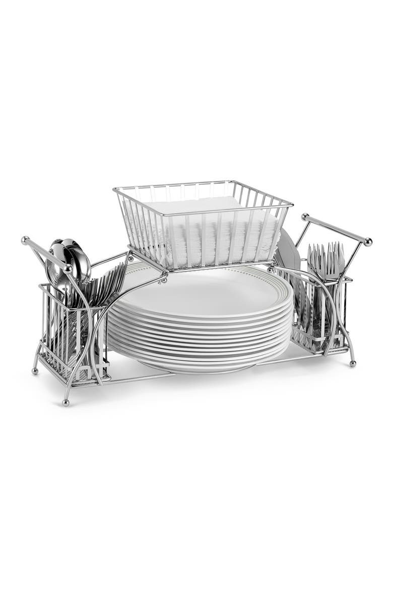 4-Section All-In-One Buffet Caddy, Alternate, color, SILVER