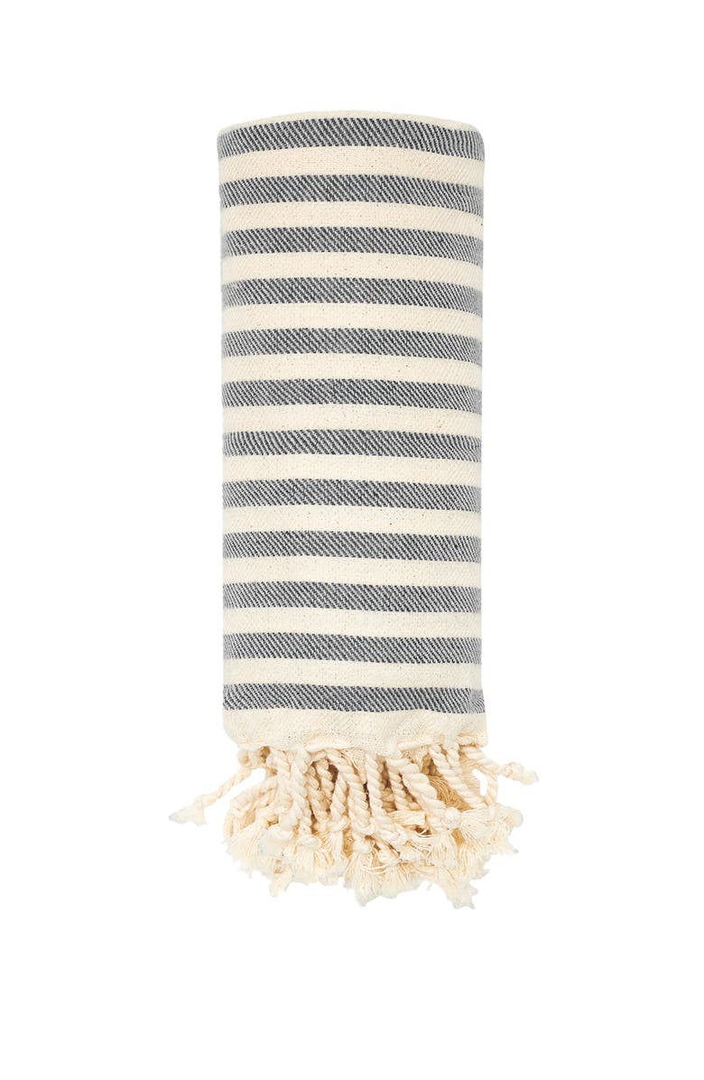 Sunkissed Sand Free Beach Towel - Striped, Main, color, Bondi Black