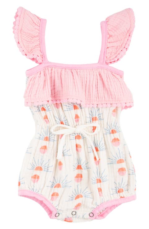 Willa Sun Print Cotton Gauze Bubble Romper (Baby)