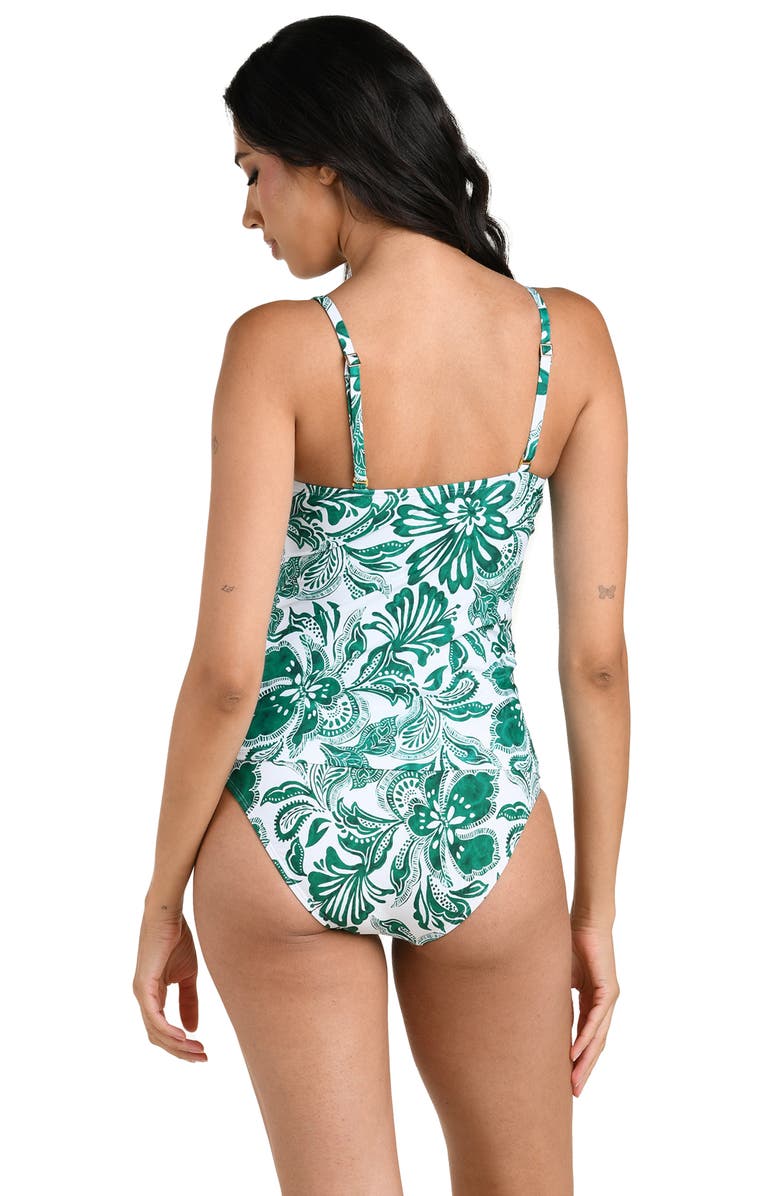 La Blanca Botanical Brocade Keyhole Tankini Top, Alternate, color, Jungle