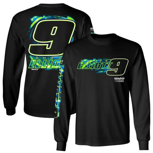 Hendrick Motorsports Team Collection Men's Black Chase Elliott Name Number Long Sleeve T-shirt In Multi