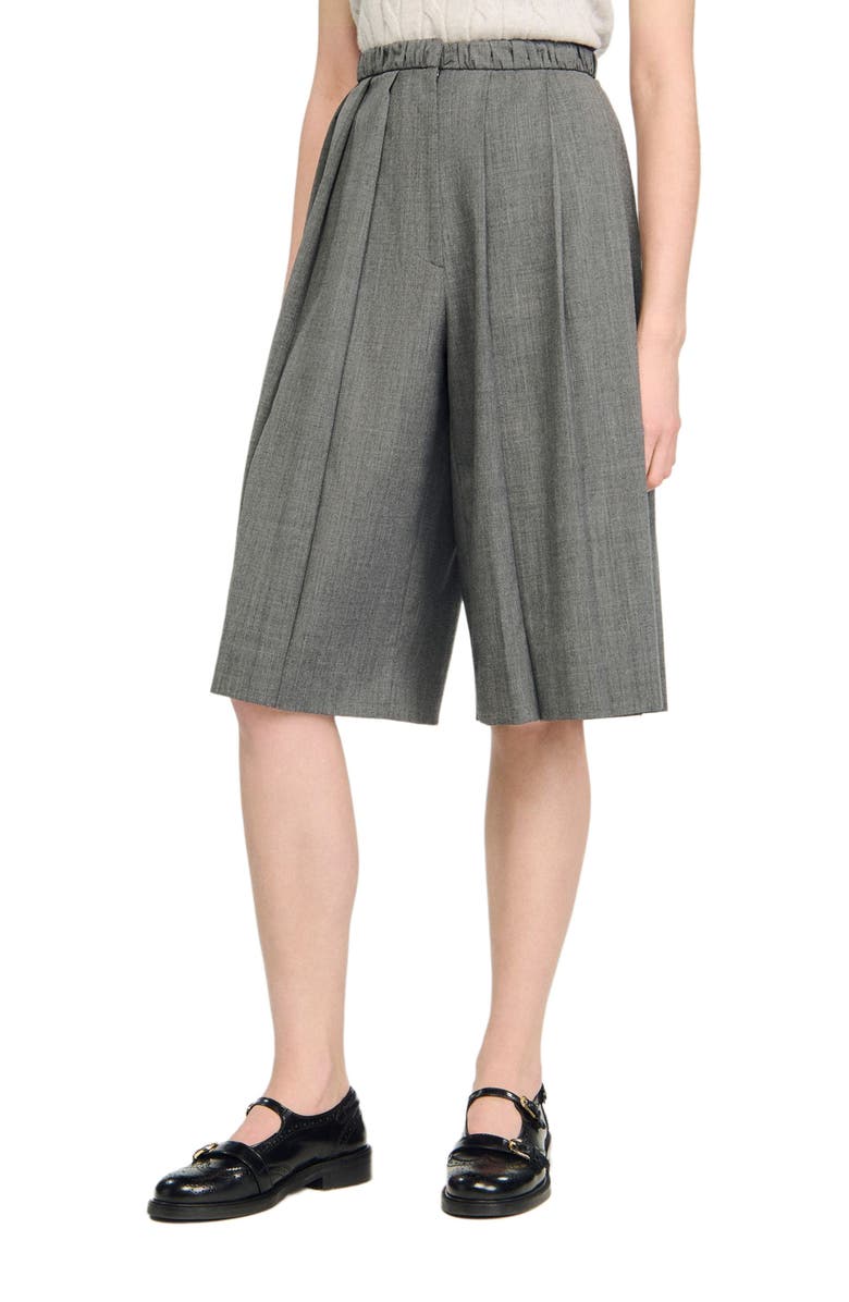 SANDRO Pleated long shorts, Alternate, color, Grey