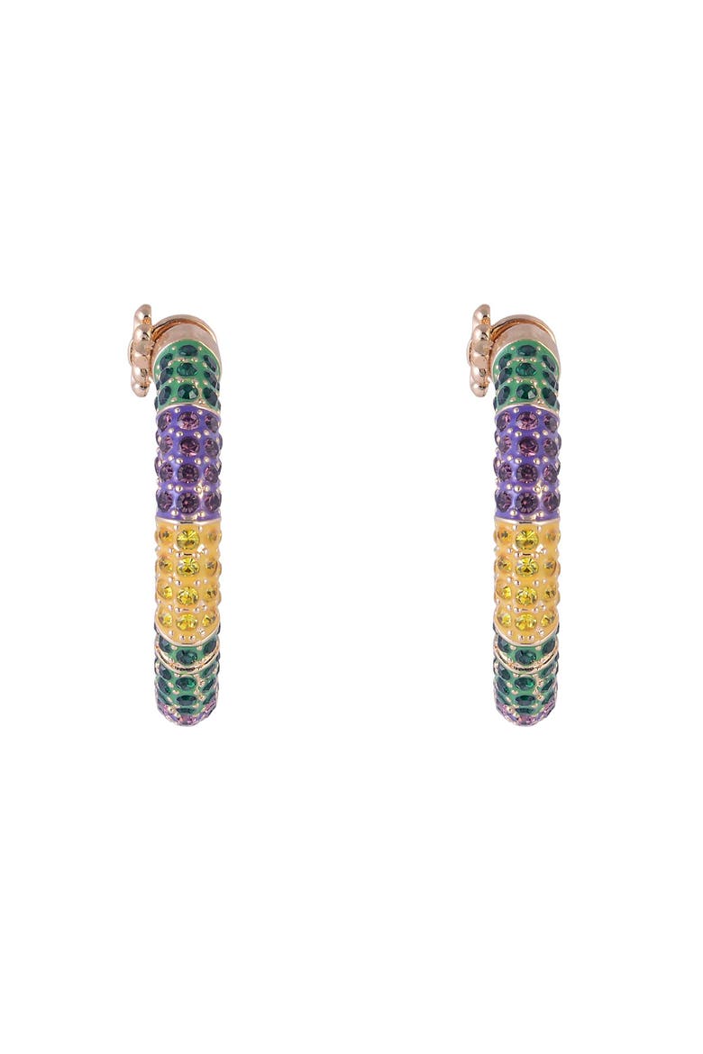 Mardi Gras Stone Hoop Earrings, Alternate, color, Purple