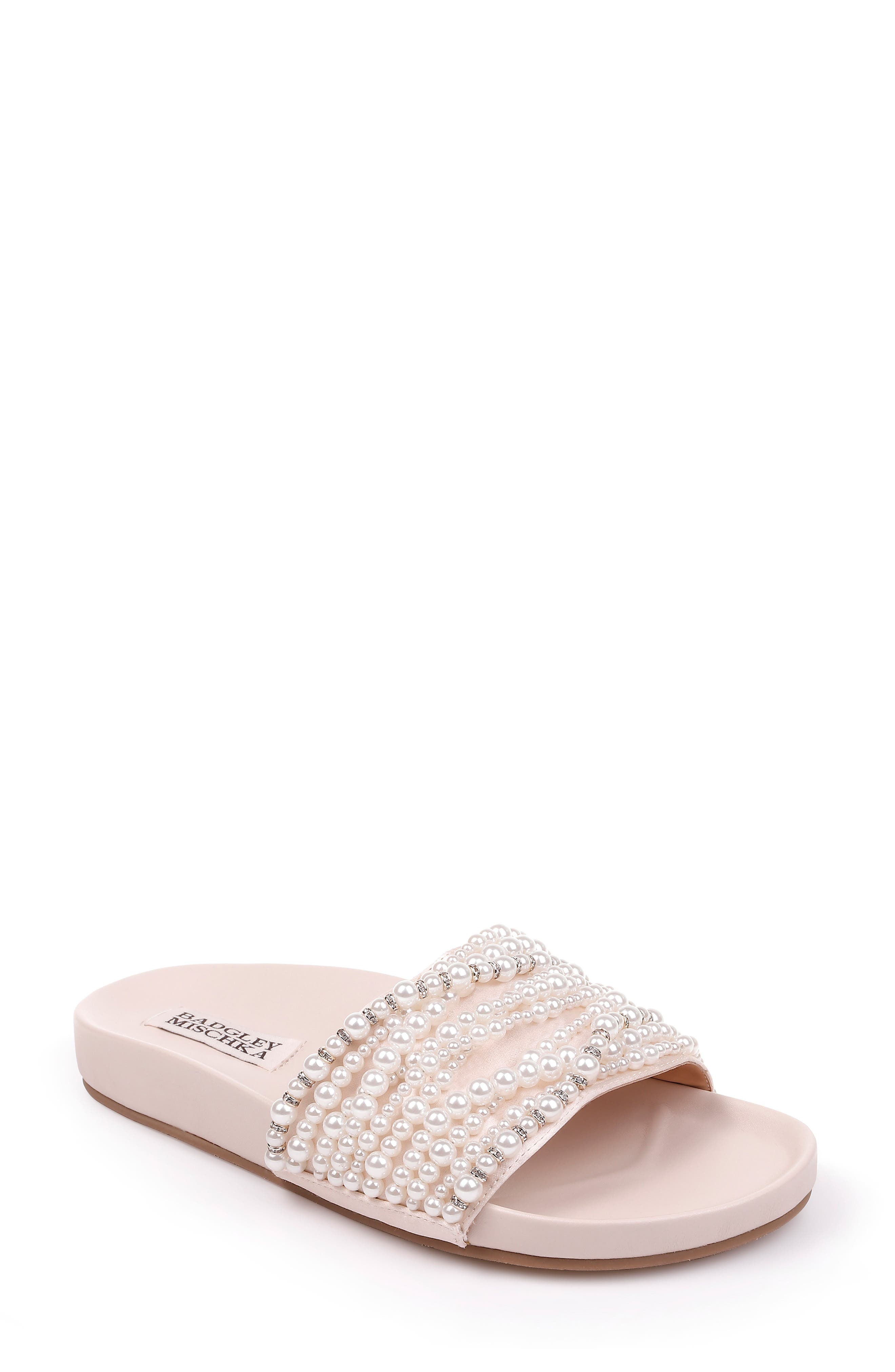 Badgley Mischka Collection Badgley Mischka Florence Beaded Slide Sandal, Main, color, 