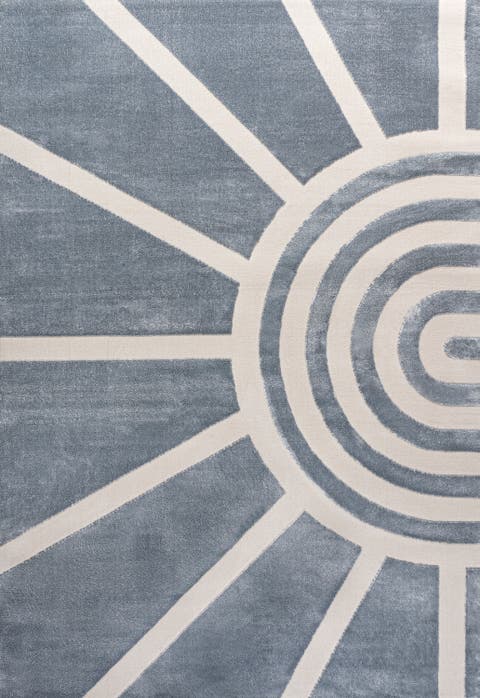 Aelius MidCentury Scandinavian Abstract Sun Two-Tone High-Low Area Rug