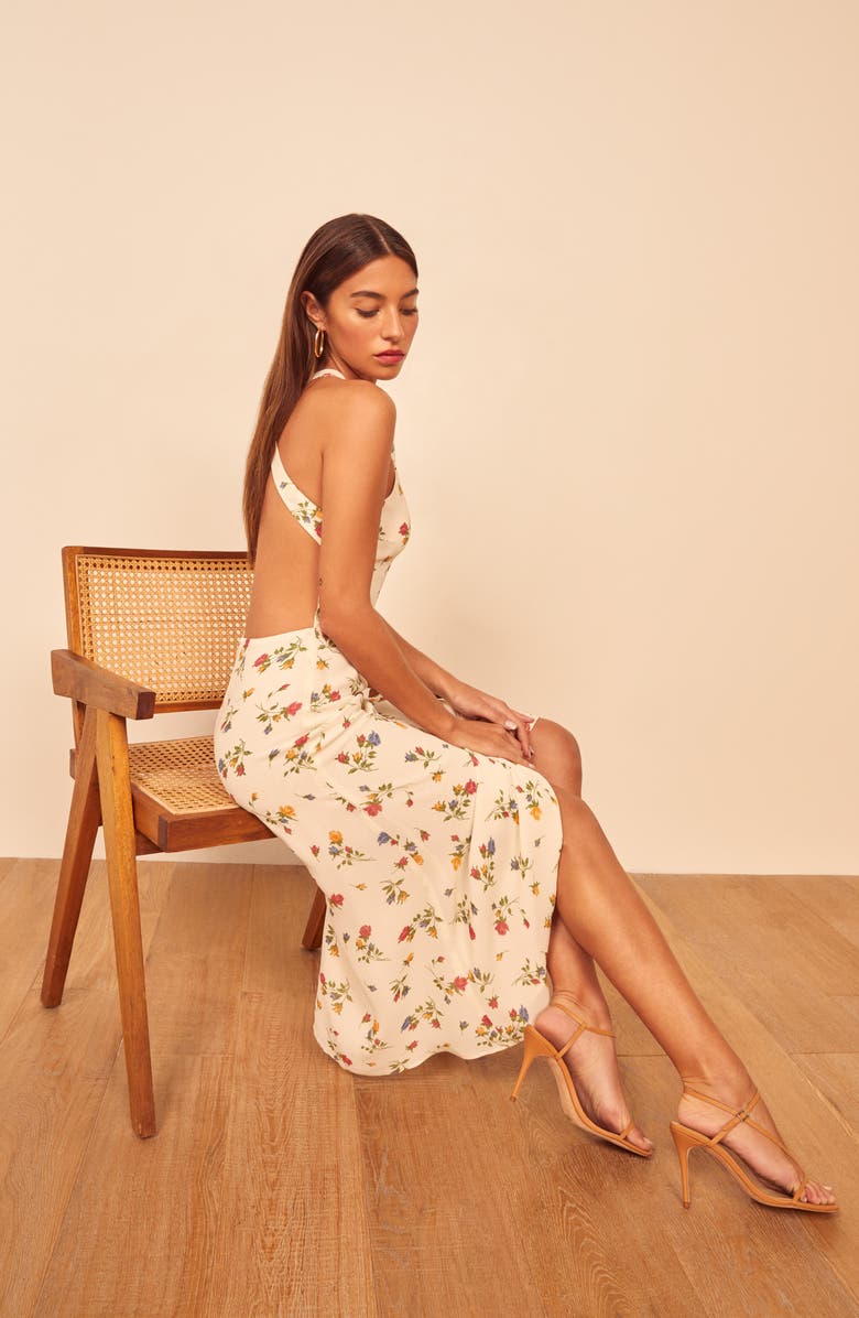 Reformation Harleen Floral Print Midi Dress, Alternate, color, 