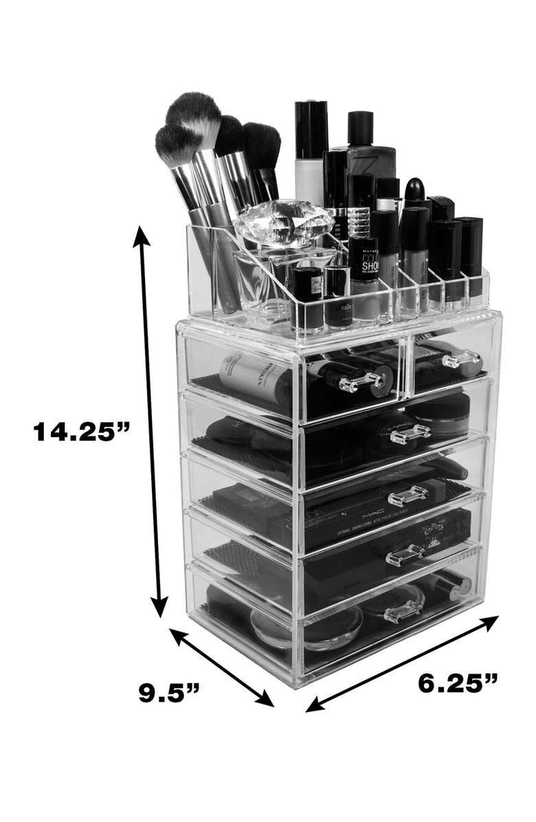 SORBUS Acrylic 6 Drawer & Top Organizer Cosmetics Makeup & Jewelry Storage Case Display Set, Alternate, color, Clear