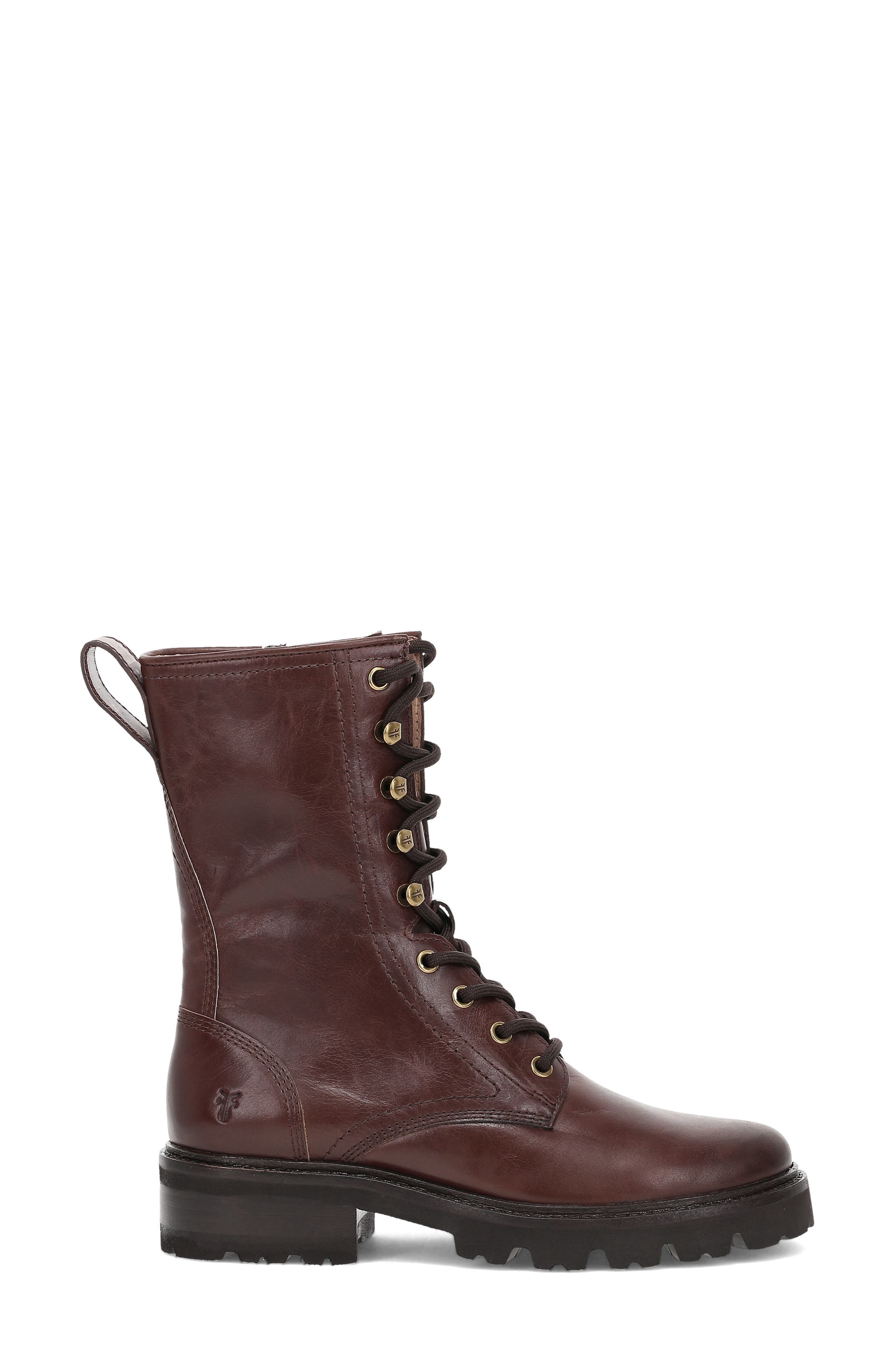 Frye Olivia Combat Boot, Alternate, color, Bourbon