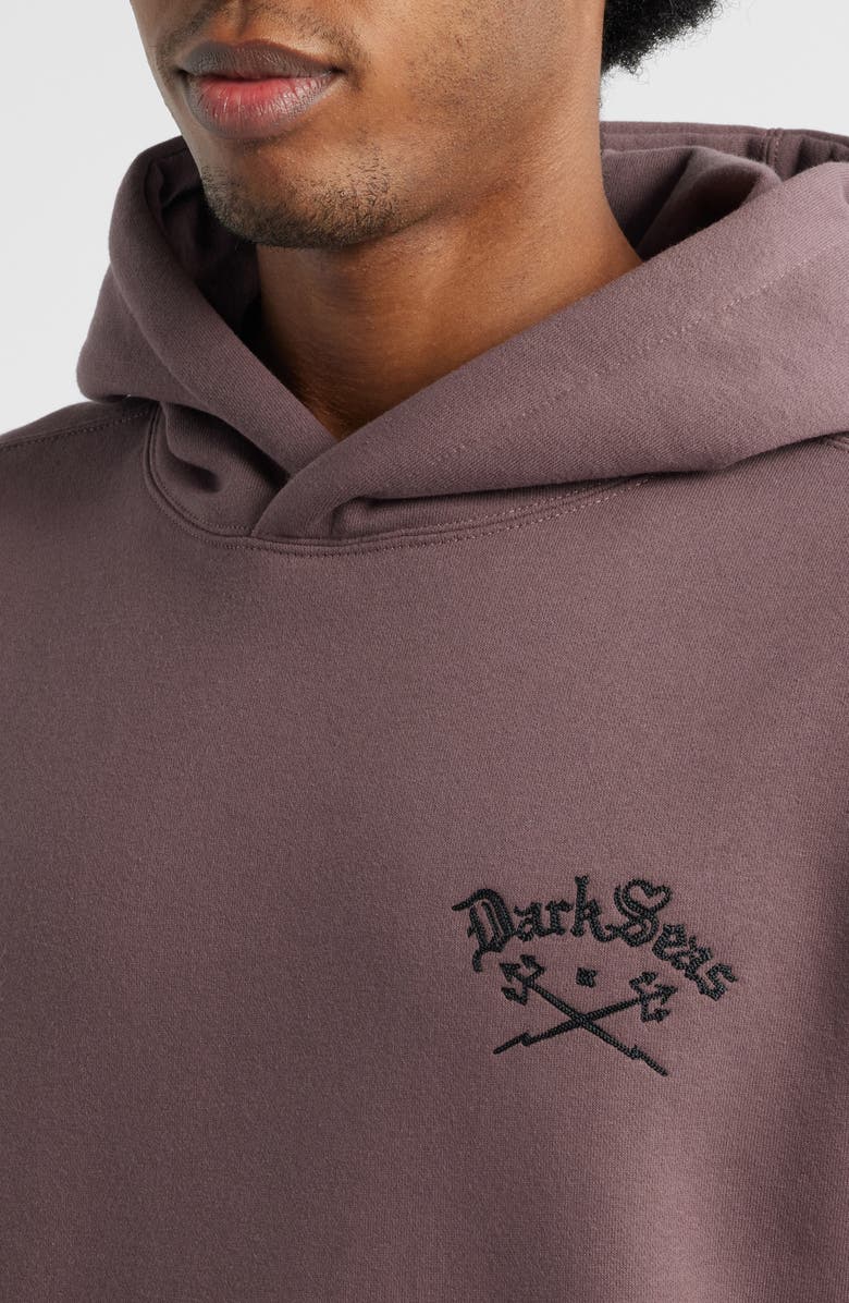 DARK SEAS Lance Embroidered Heavyweight Fleece Hoodie, Alternate, color, Mauve