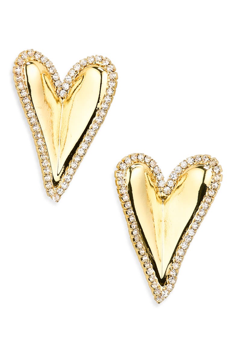 Heart Stud Earrings, Main, color, GOLD