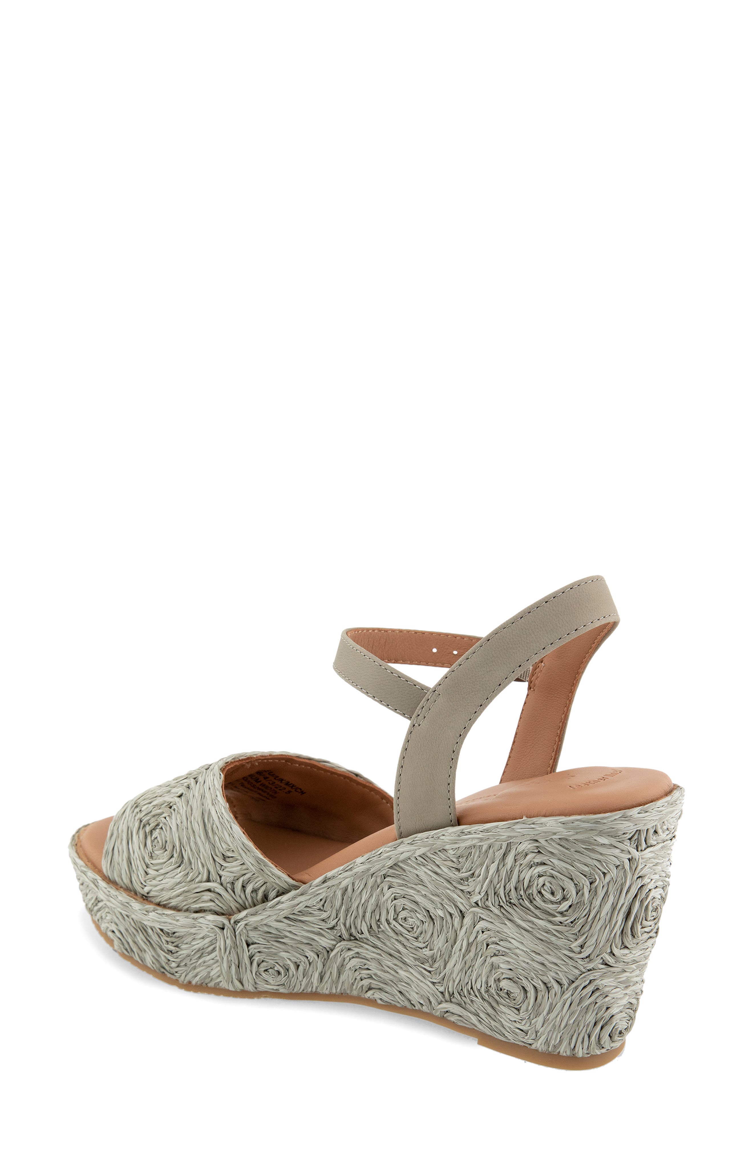 Gentle Souls Nevio Ankle Strap Platform Wedge Sandal, Alternate, color, Silver Sage Raffia
