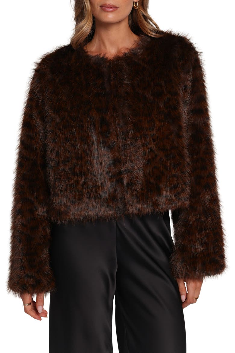 Minnie Faux Fur Jacket, Main, color, BROWN CHEETAH