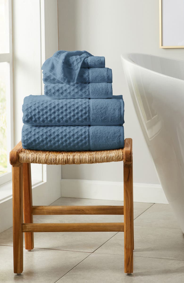 Woven & Weft Cotton Diamond Bath Sheet, Alternate, color, Blue