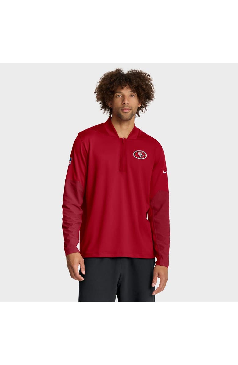 Nike Men's Nike Scarlet San Francisco 49ers Sideline Dri-FIT Half-Zip Pullover, Main, color, Scarlet