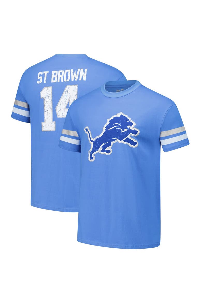Men's Majestic Threads Amon-Ra St. Brown Blue Detroit Lions Oversized Player Name & Number T-Shirt, Main, color, Blue