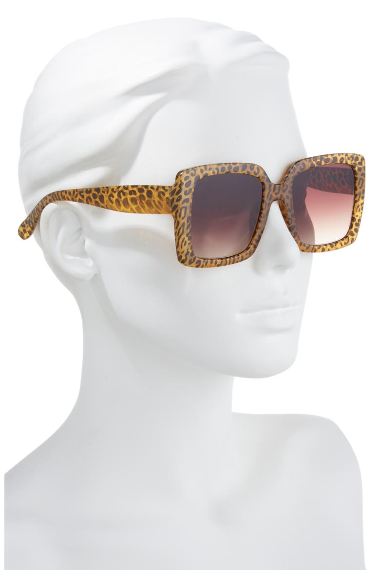 Oversize Gradient Square Sunglasses, Alternate, color, LEOPARD