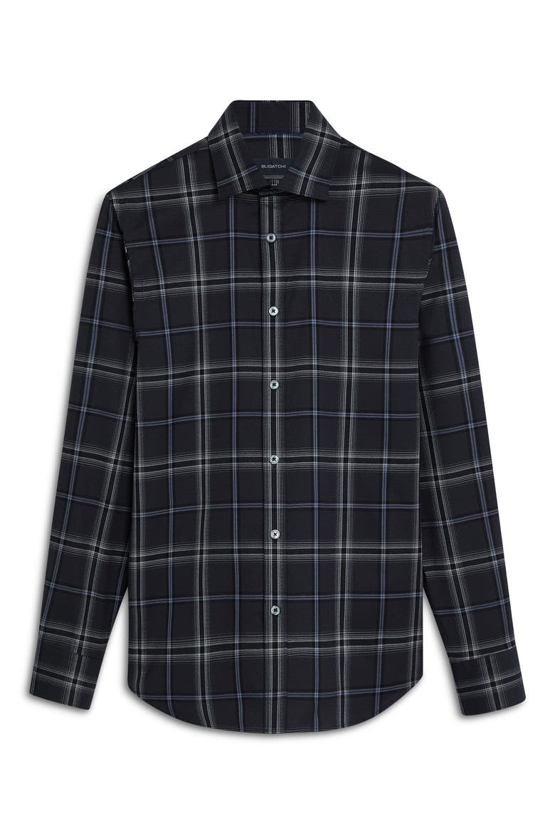 Julian Shaped Fit Plaid Print Stretch Cotton Button-Up Shirt, Alternate, color, GRAPHITE