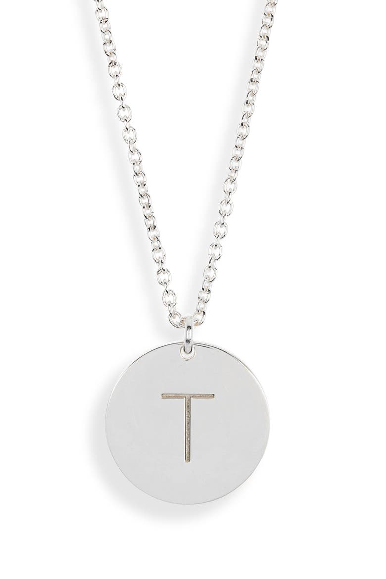 Initial Disc Pendant Necklace, Main, color, WHITE-T